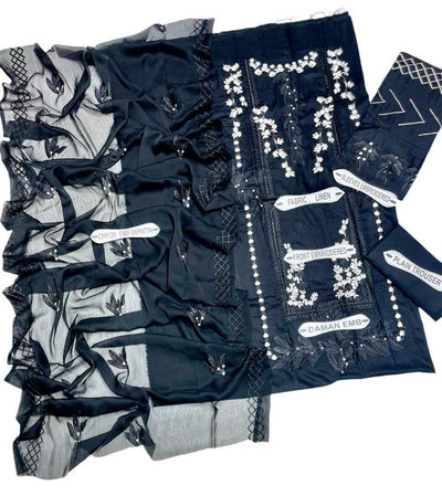 3 Pcs Women's Unstitched Embroidered Suit Fashion Insta