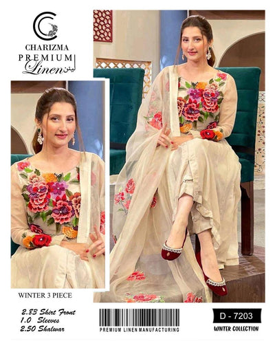 3 Pcs Women's Unstitched Embroidered Suit Fashion Insta