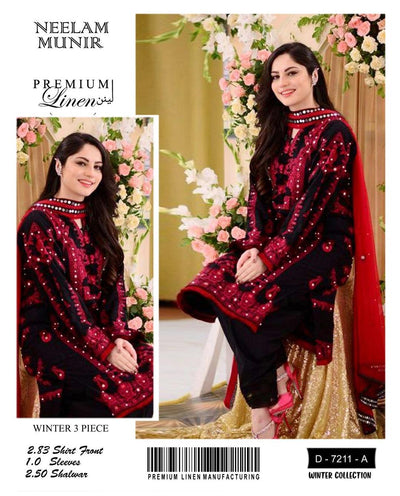 3 Pcs Women's Unstitched Embroidered Suit Fashion Insta