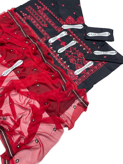 3 Pcs Women's Unstitched Embroidered Suit Fashion Insta