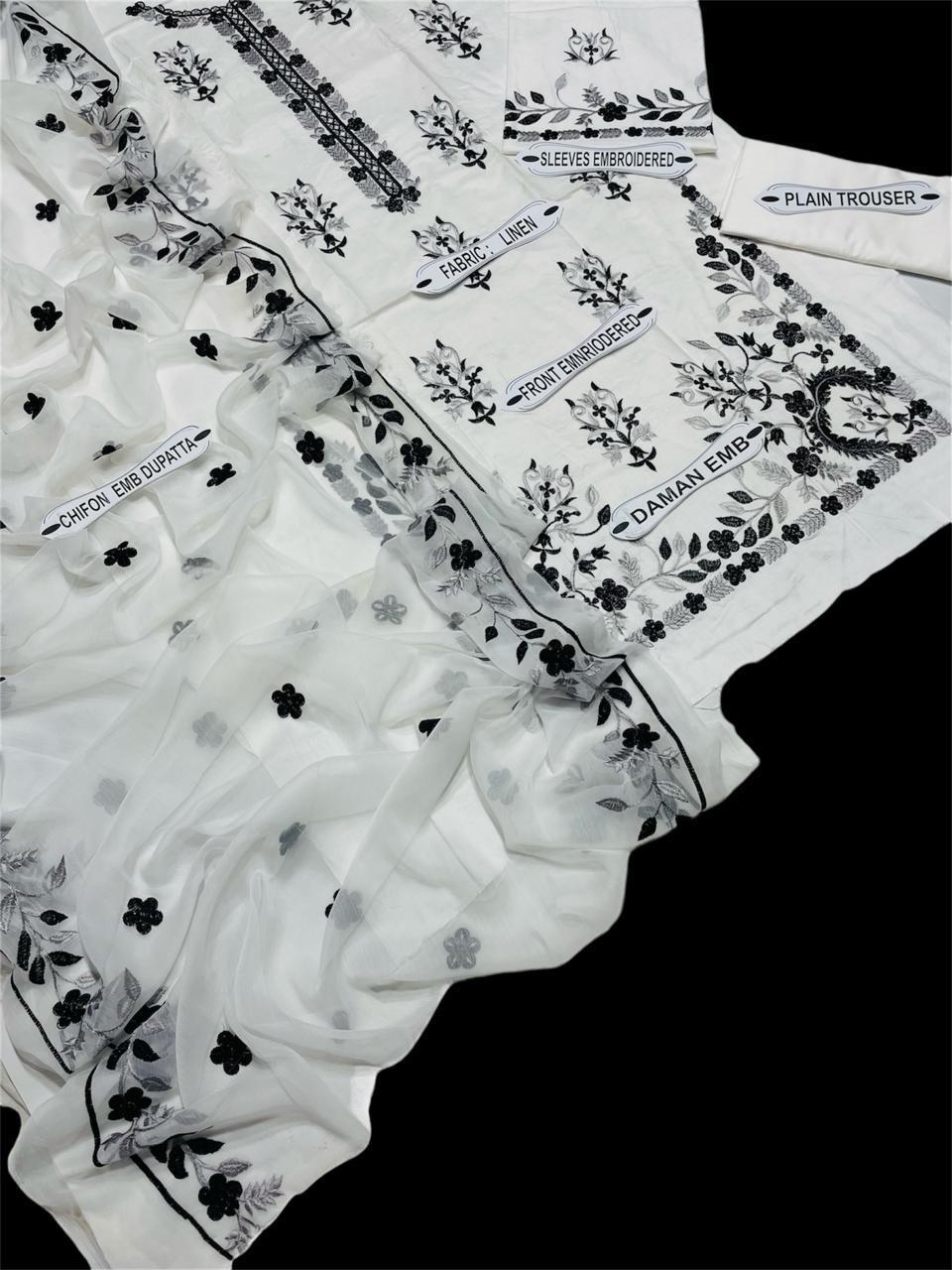 3 Pcs Women's Unstitched Embroidered Suit Fashion Insta