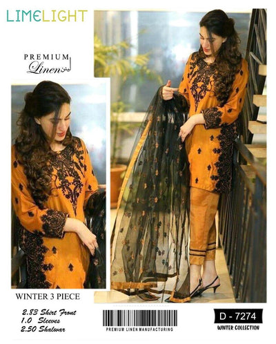 3 Pcs Women's Unstitched Embroidered Suit Fashion Insta