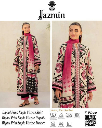 3 Pcs Women’s Unstitched Printed Suit – Turquoise Fashion Insta