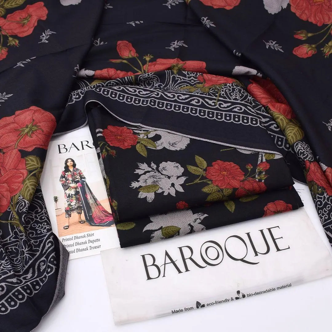 3-Piece Women’s Unstitched Printed Dhanak Suit Fashion Insta