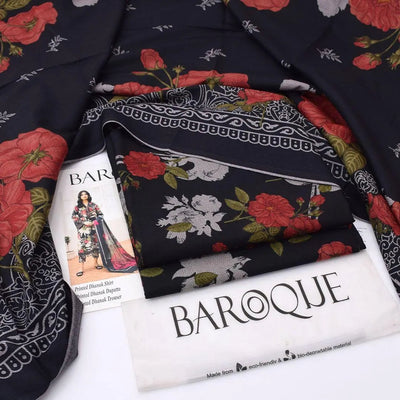 3-Piece Women’s Unstitched Printed Dhanak Suit Fashion Insta