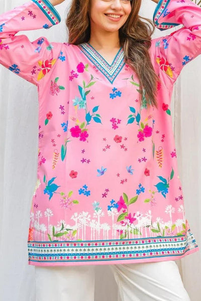 Women's Printed V-Neck Grip Shirt & Trouser Set – 2 Pcs Fashion Insta