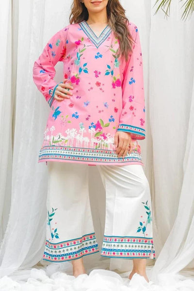 Women's Printed V-Neck Grip Shirt & Trouser Set – 2 Pcs Fashion Insta