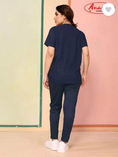 Stylish Printed Tracksuit Set – 2 Pcs (Blue Micro Interlock) Fashion Insta