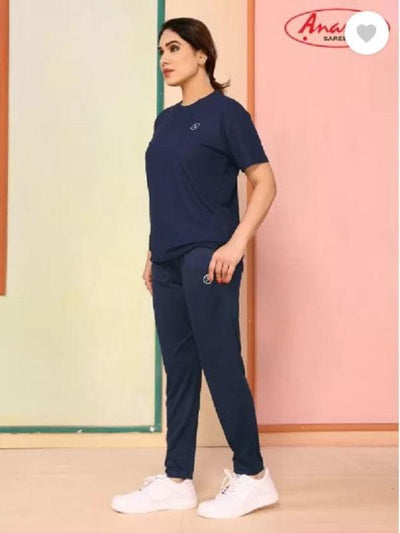 Stylish Printed Tracksuit Set – 2 Pcs (Blue Micro Interlock) Fashion Insta