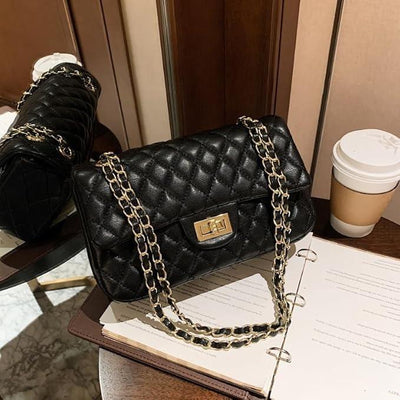 Girl’s PU Leather Embroidered Shoulder Bag – Black Fashion Insta