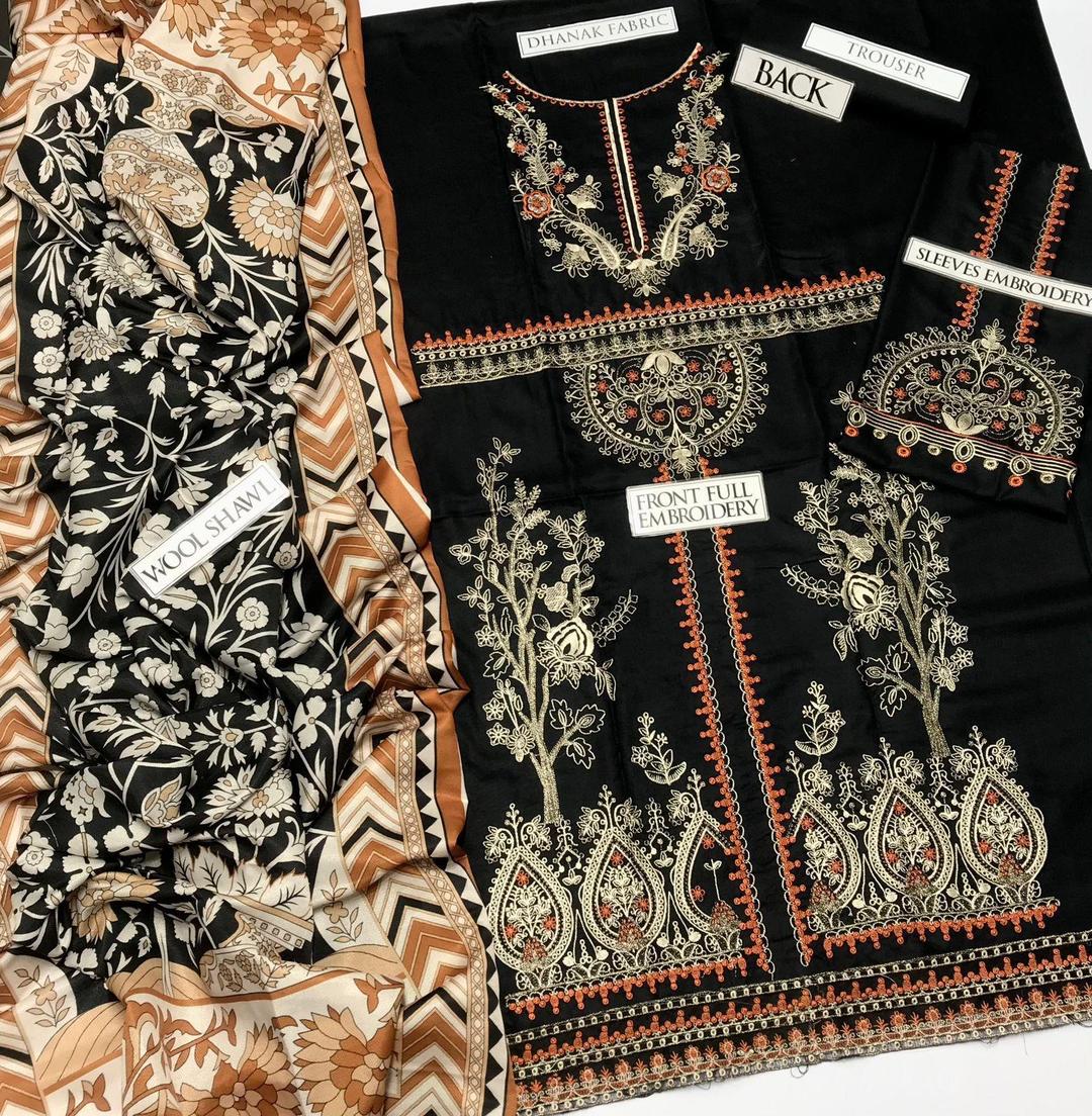 3 Pcs Women's Unstitched Embroidered Suit Fashion Insta