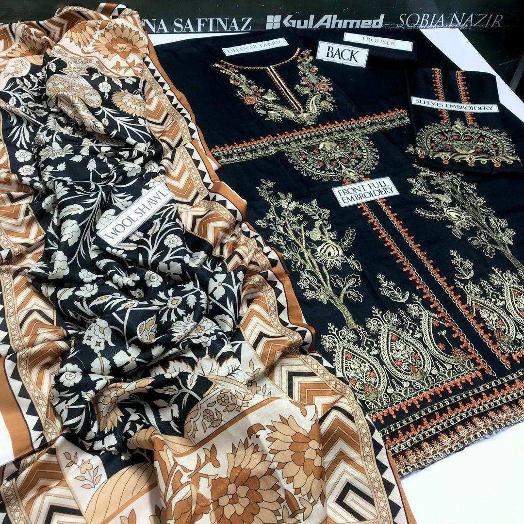 3 Pcs Women's Unstitched Embroidered Suit Fashion Insta
