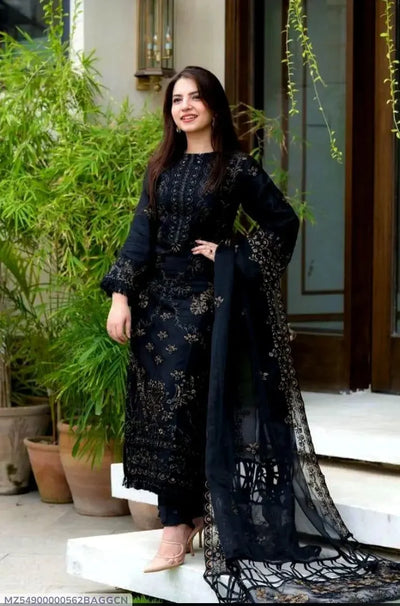 3 Pcs Women's Unstitched Embroidered Suit Fashion Insta