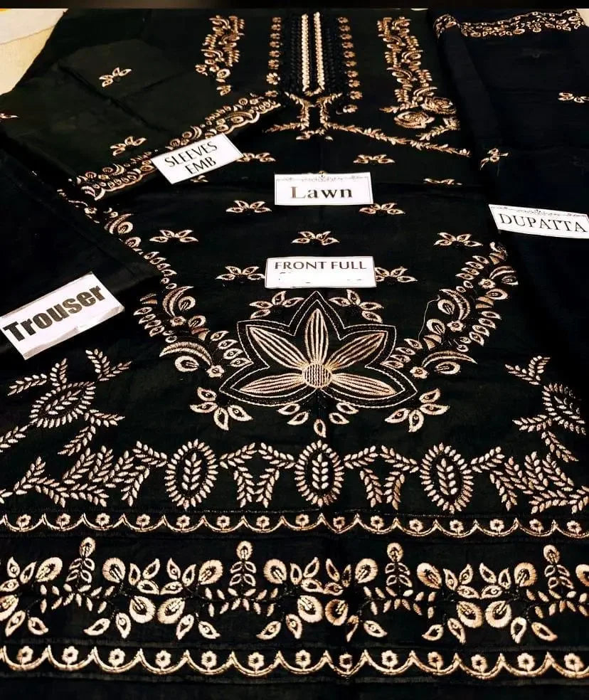 3 Pcs Women's Unstitched Embroidered Suit Fashion Insta