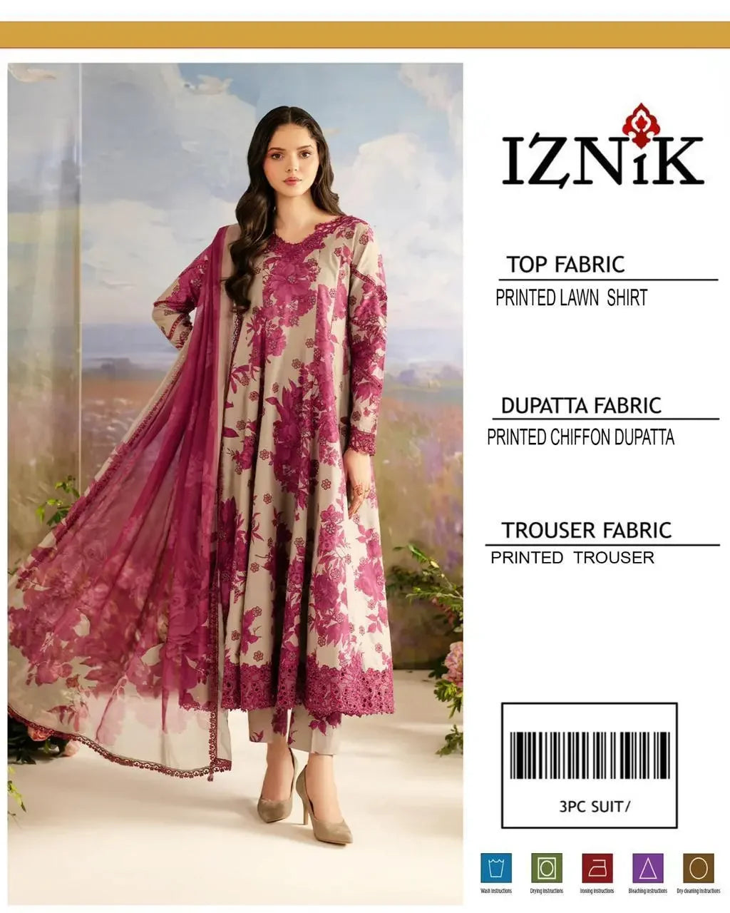 3 Pcs Women’s Unstitched Printed Suit Fashion Insta