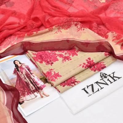 3 Pcs Women’s Unstitched Printed Suit Fashion Insta