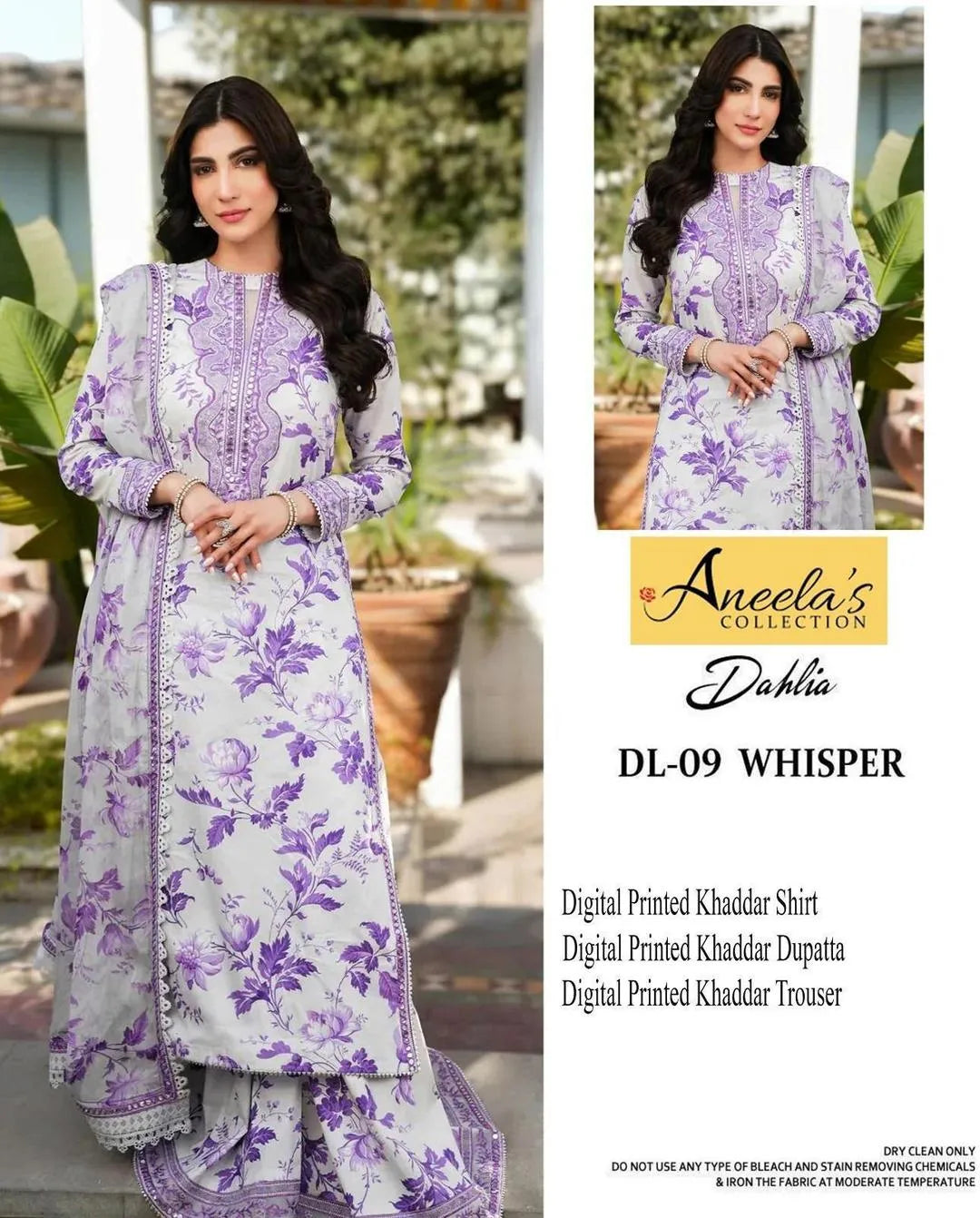 3-Piece Women's Unstitched Printed Khaddar Suit – Graceful Purple Fashion Insta