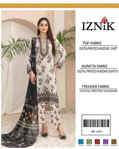 3-Piece Women’s Unstitched Printed Khaddar Suit – Elegant Black Fashion Insta