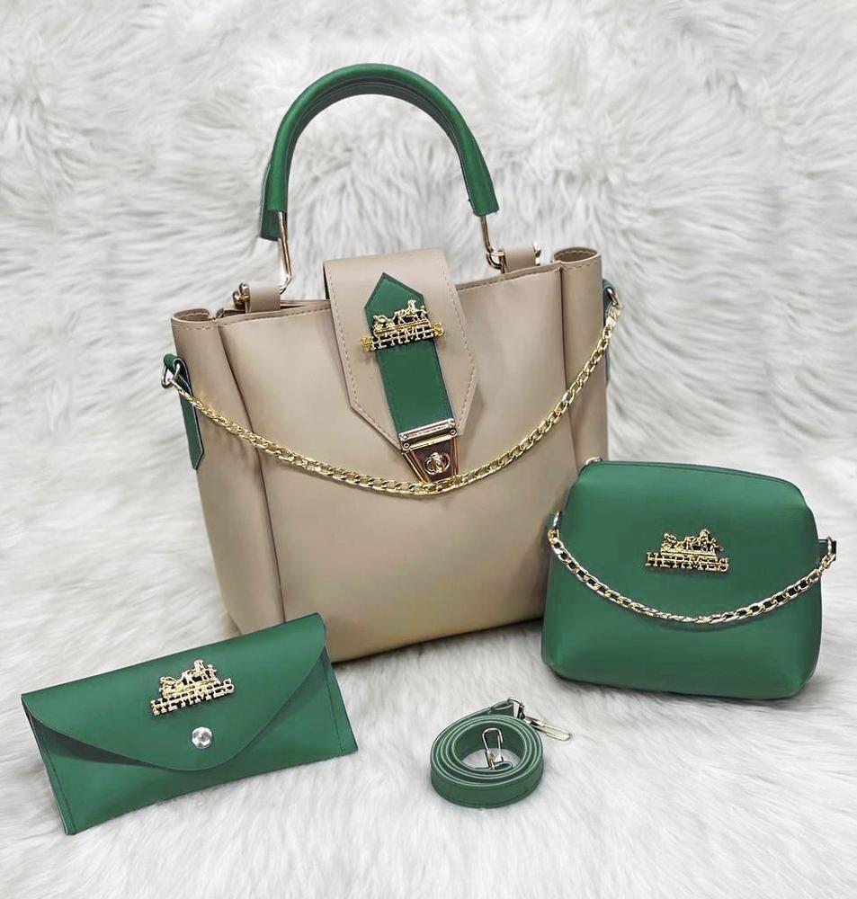 👜 Women’s PU Leather Plain Handbag – Pack of 3 Fashion Insta