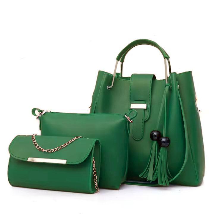Women's PU Leather Plain Hand Bag Set Fashion Insta