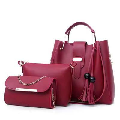 Women's PU Leather Plain Hand Bag Set Fashion Insta