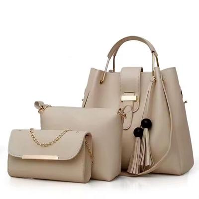 Women's PU Leather Plain Hand Bag Set Fashion Insta