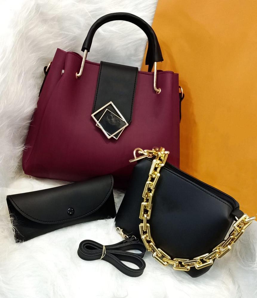 Women’s PU Leather Textured Top Handle Shoulder Bag – Pack of 3 Fashion Insta