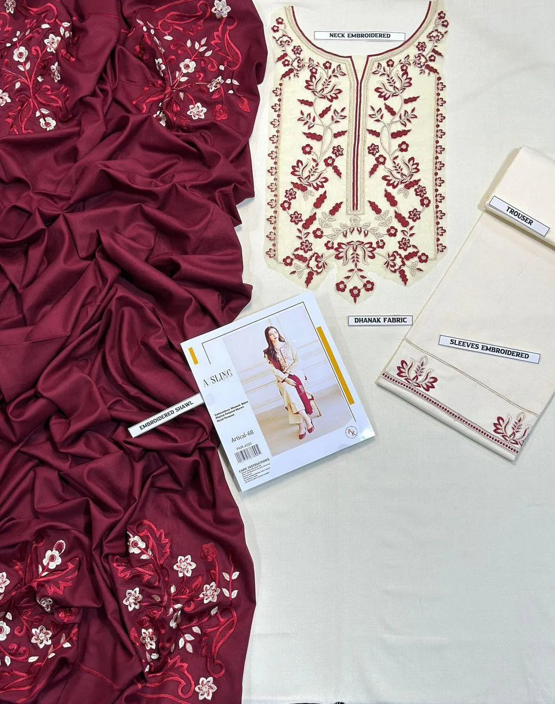 3 Pcs Women’s Unstitched Embroidered Suit Fashion Insta