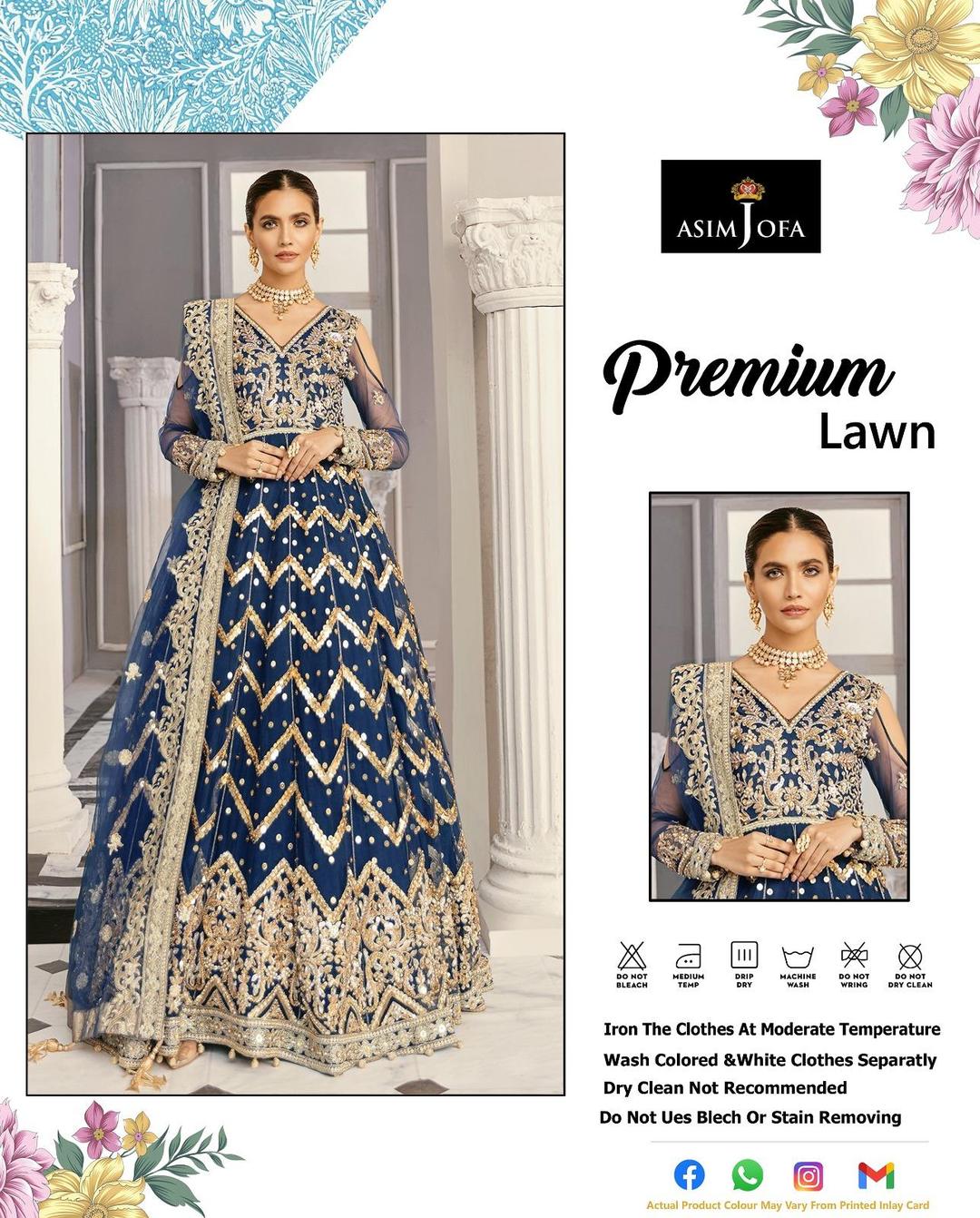 3-Piece Women’s Unstitched Embroidered Lawn Suit Fashion Insta