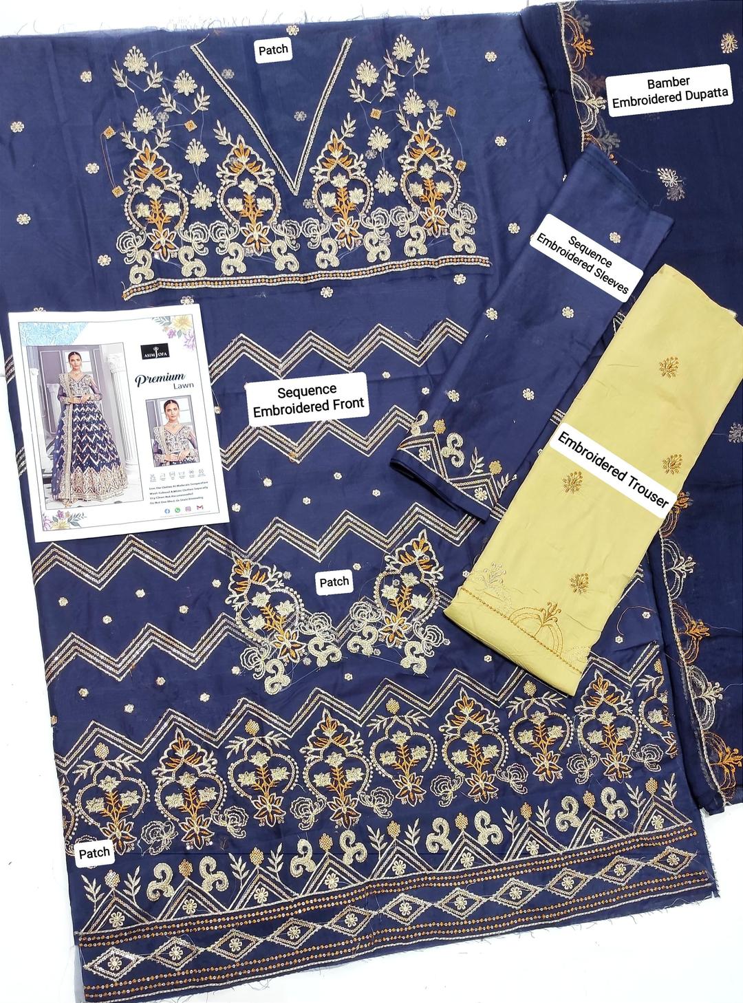 3-Piece Women’s Unstitched Embroidered Lawn Suit Fashion Insta