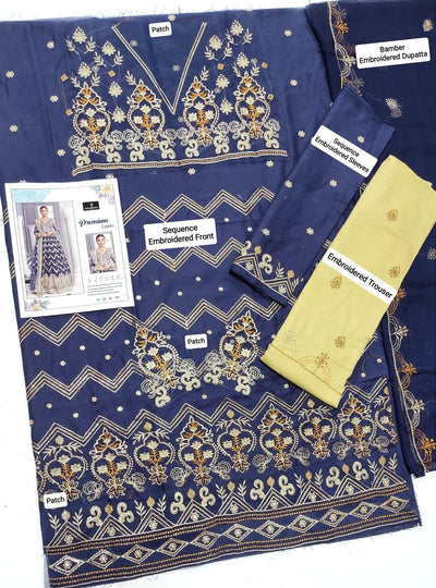 3-Piece Women’s Unstitched Embroidered Lawn Suit Fashion Insta