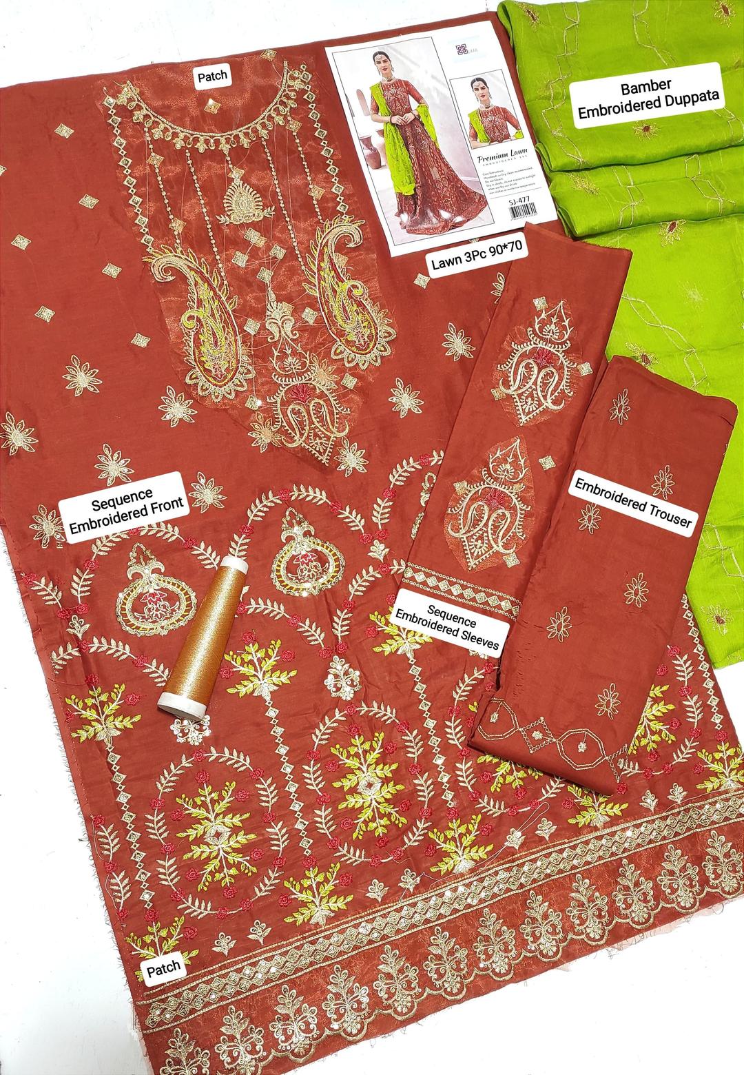 3-Piece Women’s Unstitched Embroidered Lawn Suit Fashion Insta