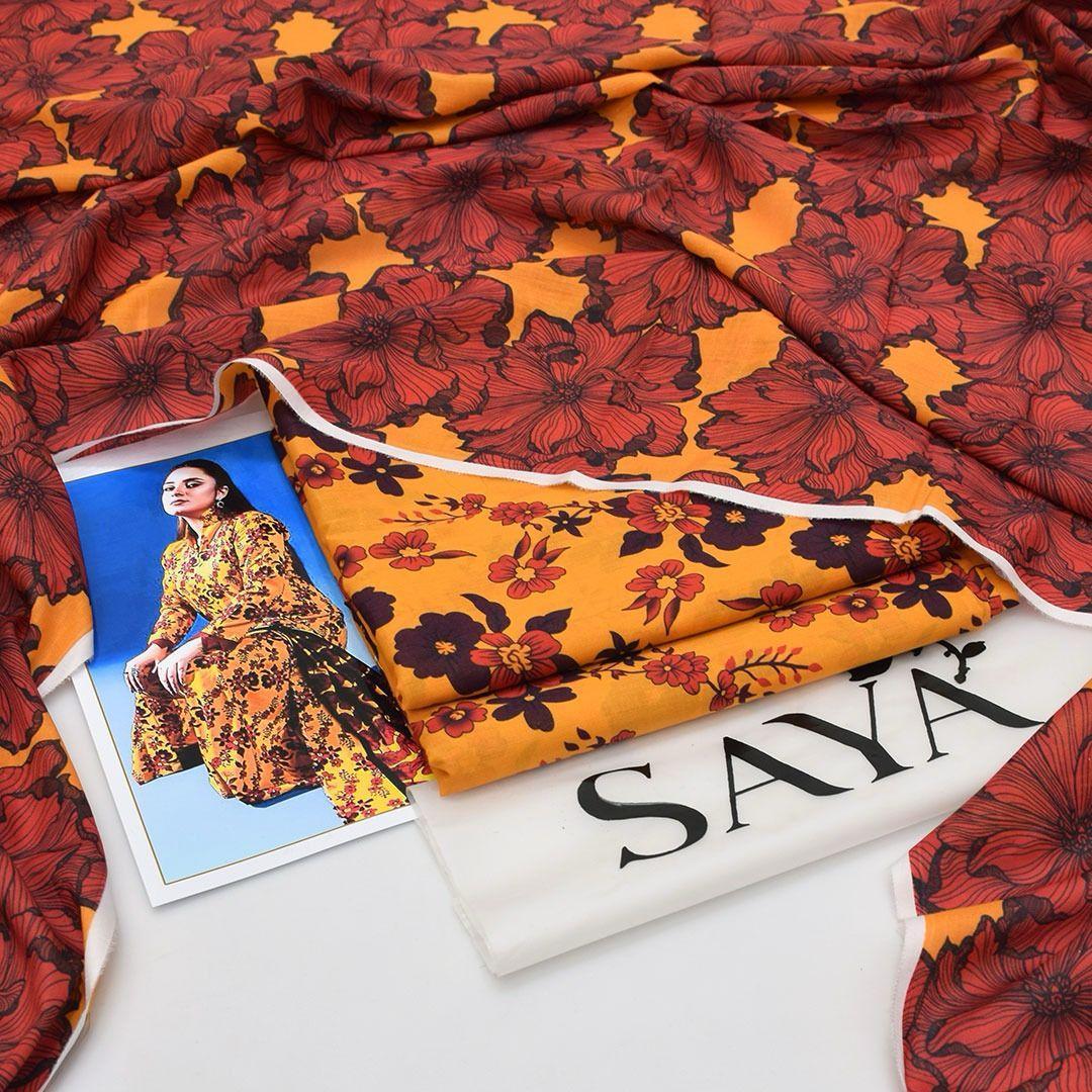 💛 3-Piece Women’s Unstitched Printed Lawn Suit – Bright Yellow Edition Fashion Insta