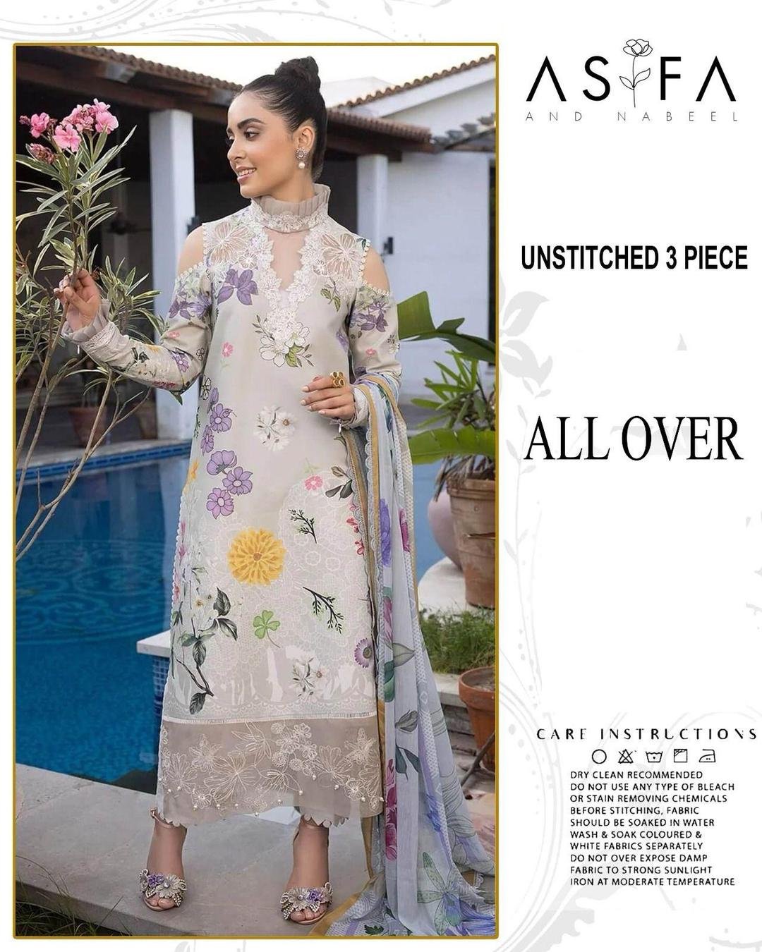 3-Piece Women’s Unstitched Printed Lawn Suit Fashion Insta