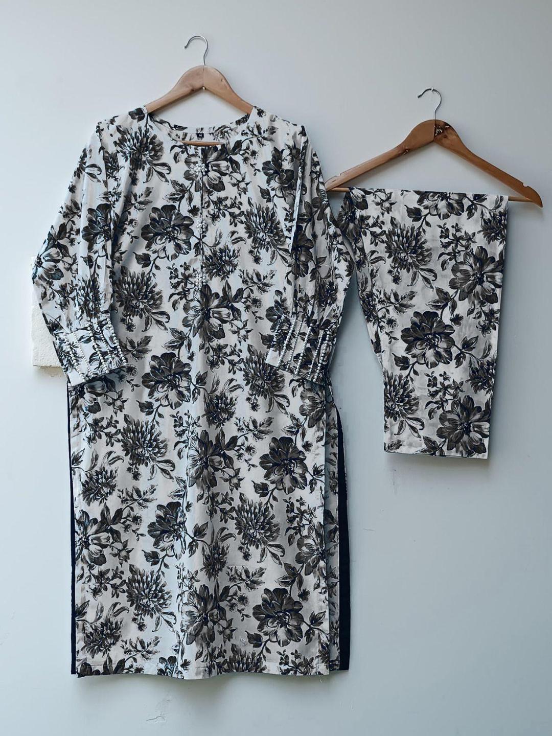 2 Pcs Women’s Stitched Swiss Lawn Printed Co-Ord Set Fashion Insta