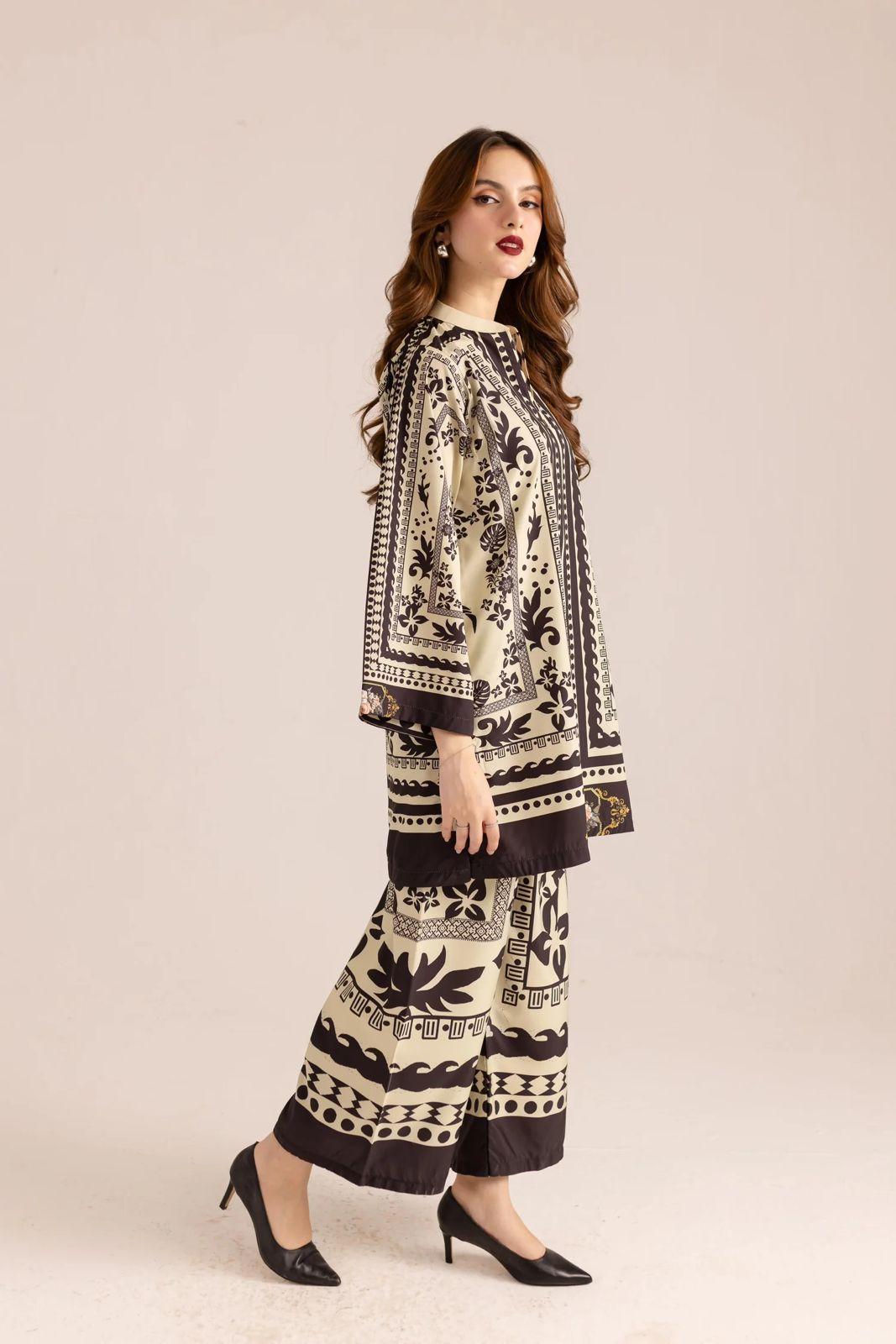 2 Pcs Women’s Stitched Swiss Lawn Printed Shirt & Trouser Fashion Insta