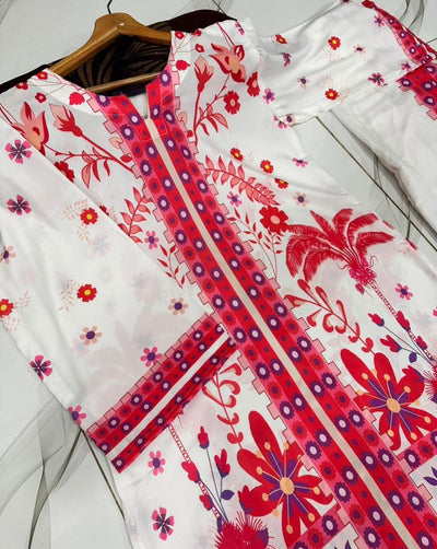 2 Pcs Women’s Stitched Swiss Lawn Printed Co-Ord Set Fashion Insta