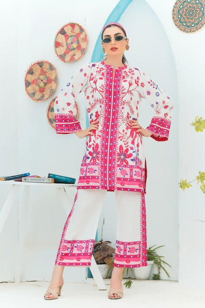 2 Pcs Women’s Stitched Swiss Lawn Printed Co-Ord Set Fashion Insta