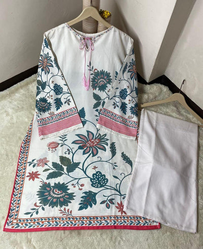 2 Pcs Women’s Stitched Swiss Voile Printed Co-Ord Set Fashion Insta