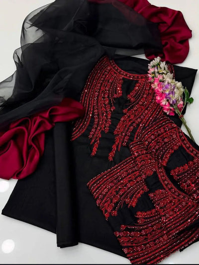 3-Piece Women’s Unstitched Embroidered Organza Suit Fashion Insta