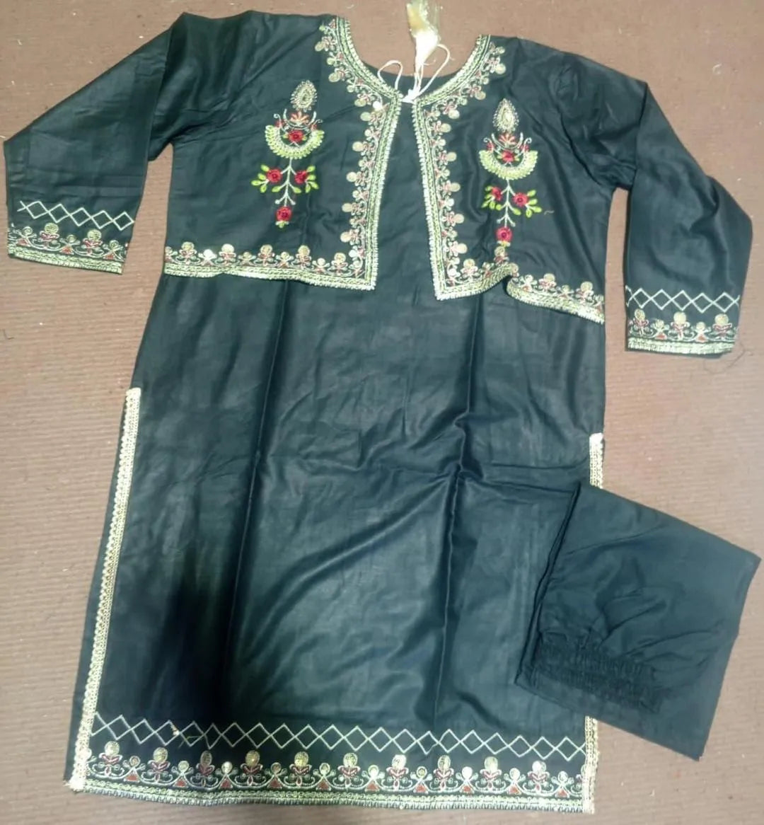 🖤 2 Pcs Women's Stitched Linen Embroidered Suit Fashion Insta