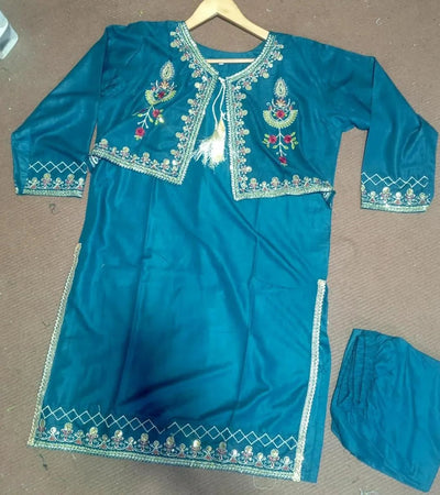 2 Pcs Women's Stitched Linen Embroidered Suit Fashion Insta