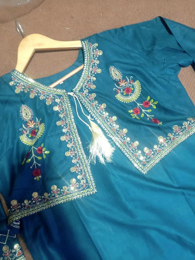 2 Pcs Women's Stitched Linen Embroidered Suit Fashion Insta