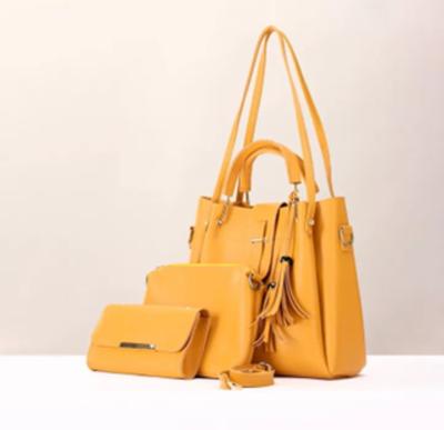 Women's PU Leather Plain Hand Bag Set Fashion Insta