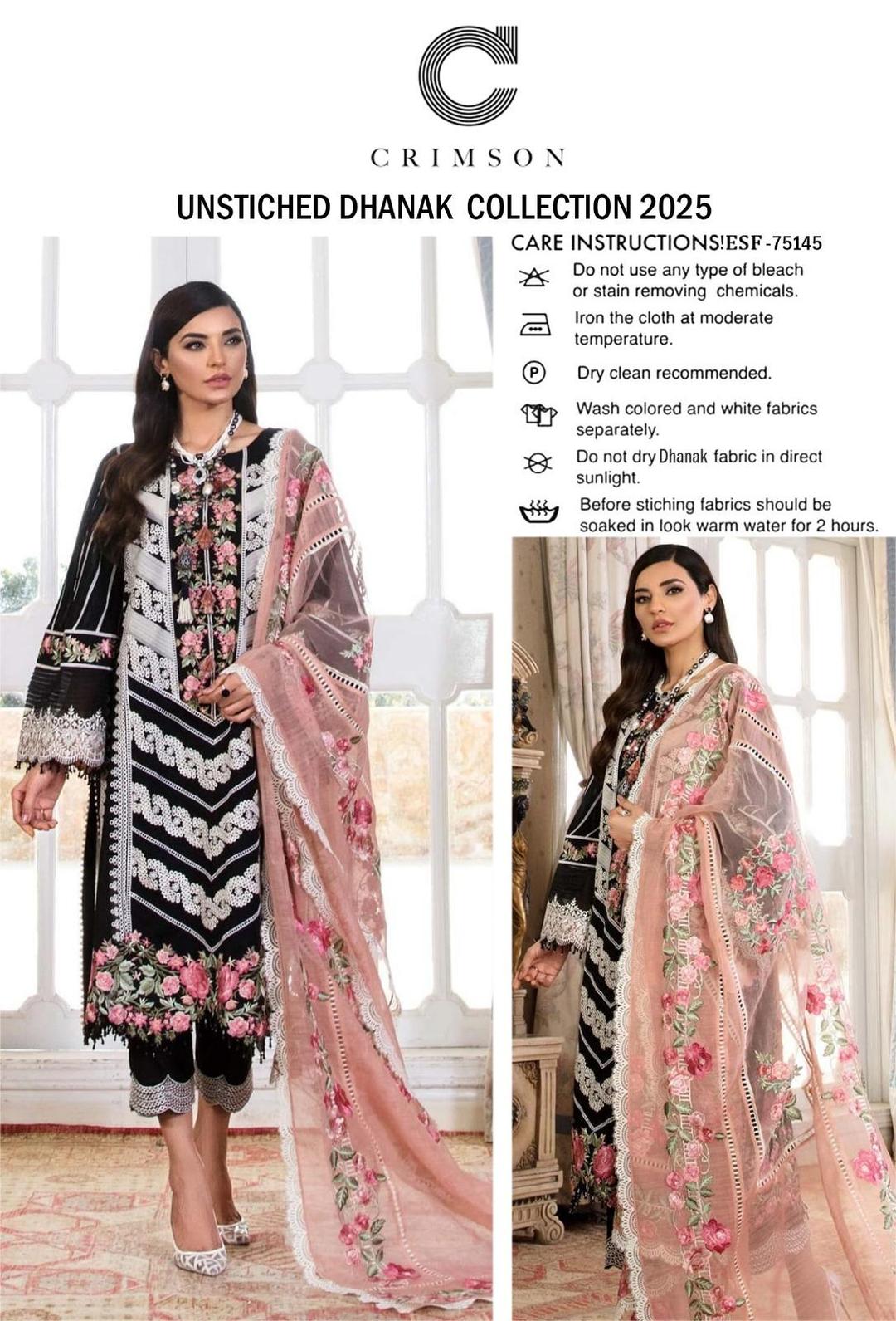 3 Pcs Women's Unstitched Embroidered Suit Fashion Insta