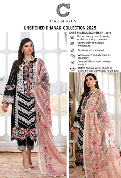 3 Pcs Women's Unstitched Embroidered Suit Fashion Insta