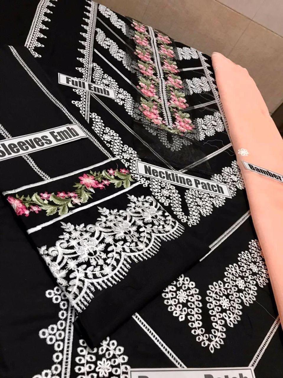 3 Pcs Women's Unstitched Embroidered Suit Fashion Insta