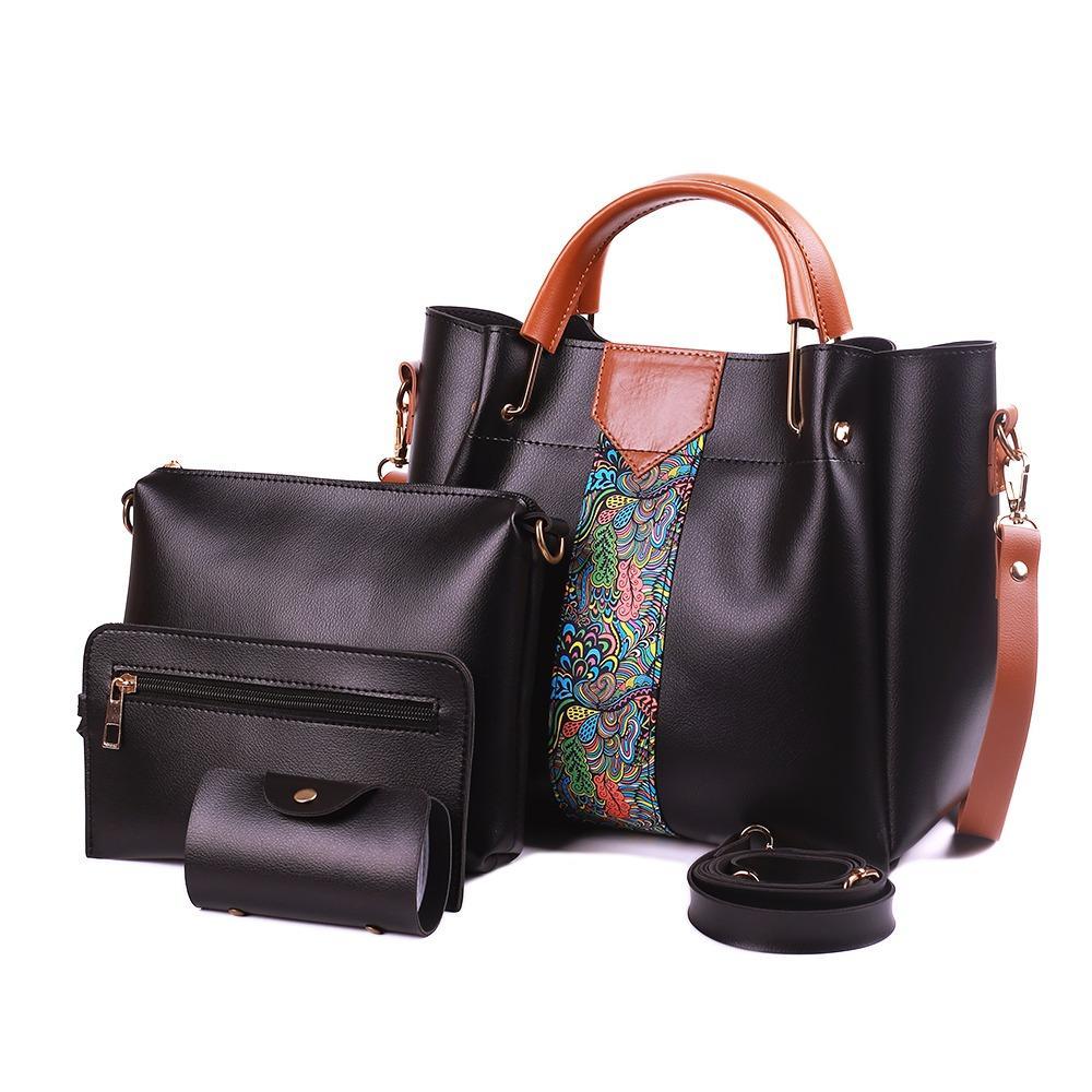 4 Pcs Women's Beautiful PU Leather Shoulder Bag Set Fashion Insta