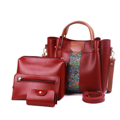 4 Pcs Women's Beautiful PU Leather Shoulder Bag Set Fashion Insta