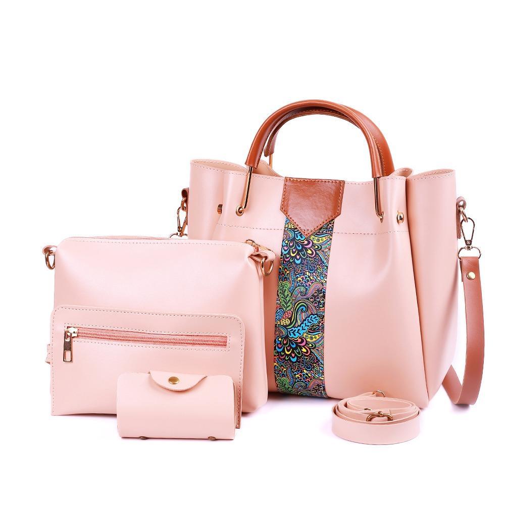 4 Pcs Women's Beautiful PU Leather Shoulder Bag Set Fashion Insta